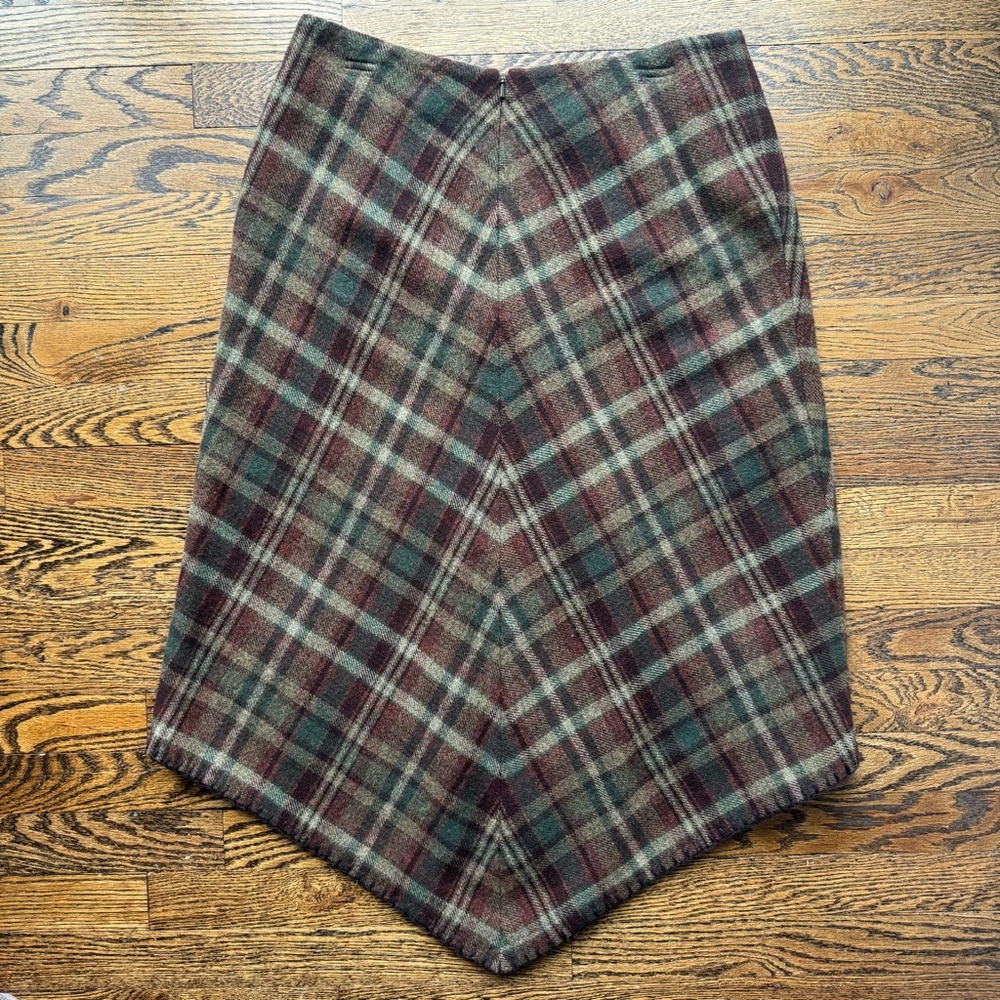 Ralph Lauren 100% Wool Vintage Green and Brown Plaid Skirt 10P - Picture 4 of 7